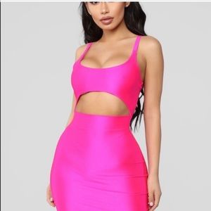 Fashion Nova Hot PINk Neon Dress